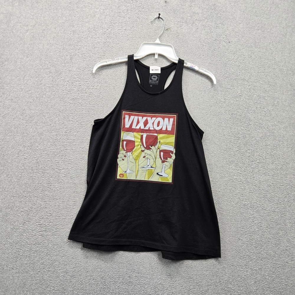 VIXXON Women Tank Top S Black Graphic Logo Scoop Neck Pullover